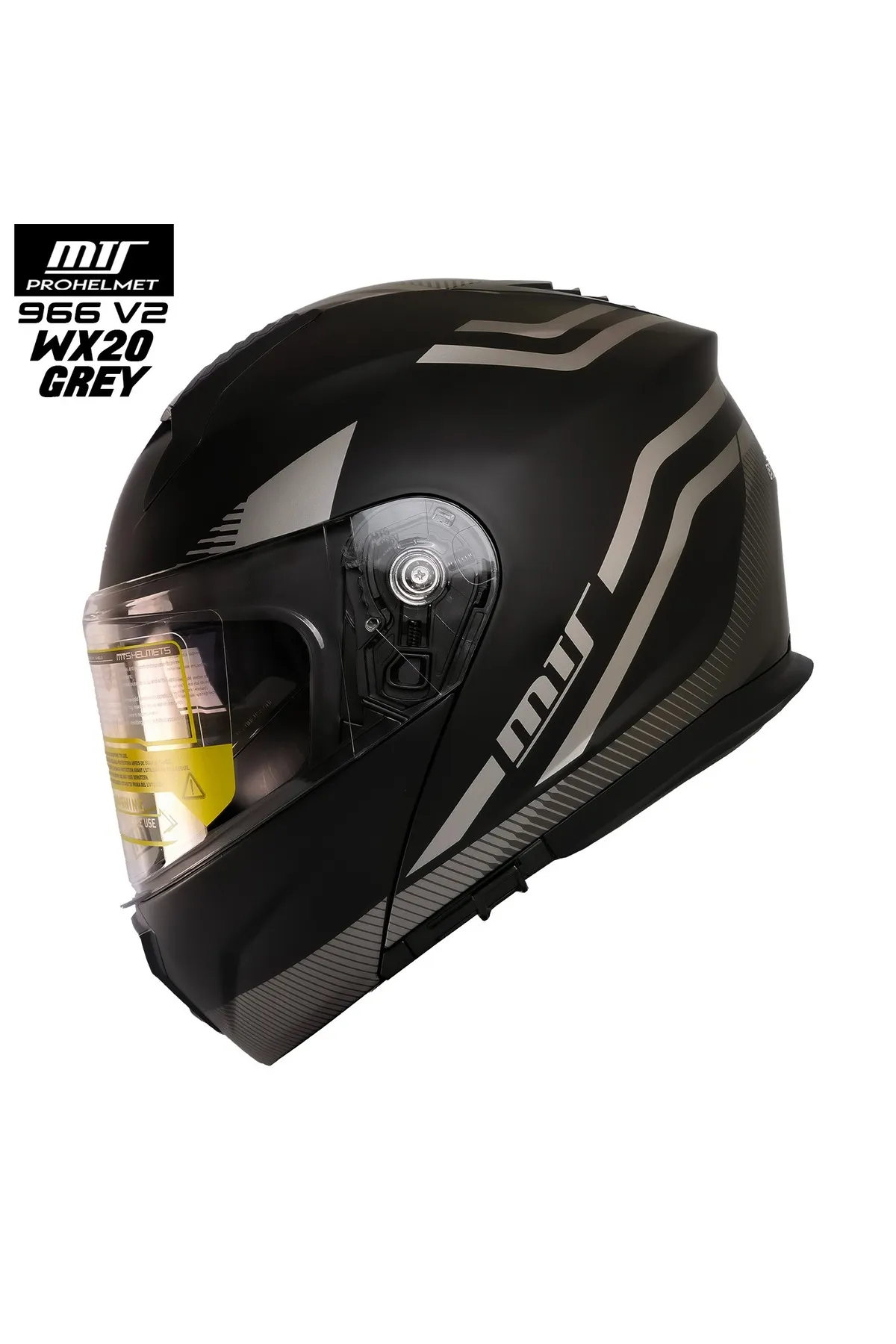 MTS M-966 V2 VX20 GRİ SİYAH ÇENE AÇILIR KASK